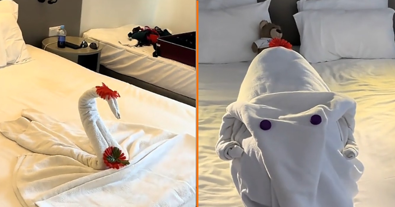 Hotelgast gaat hilarische handdoek battle aan met het personeel