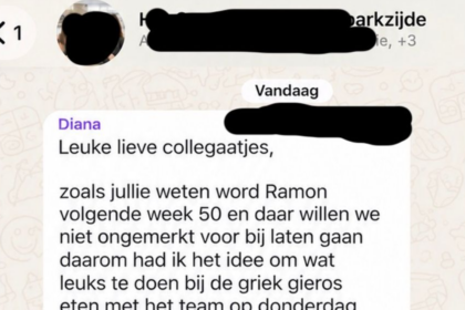 Vrouw probeert borrel te regelen voor jarige collega, maar heeft zelf zo te lezen al wat borreltjes op
