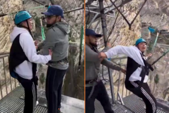 Ophef om beelden uit Rusland van zipline-instructeurs die doodsbange vrouw hardhandig naar beneden gooien