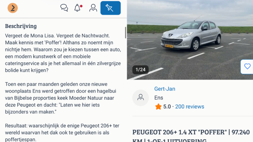 Advertentie van Peugeot 206 gaat hard viral vanwege hilarische advertentietekst
