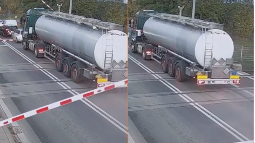 Vrachtwagenchauffeur heeft schone onderbroek nodig na bloedstollende actie op spoorwegovergang